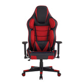 28" Red And Black Faux Leather Swivel Arm Chair